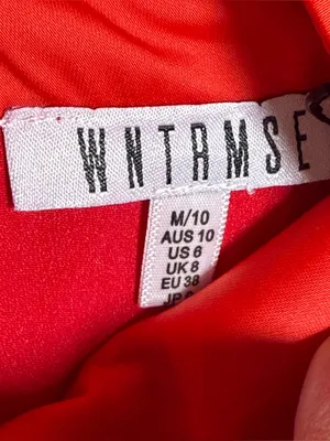 NWT WNTRMSE Kenzie Satin‎ Mini Dress in Red Open Back Mock Neck, US 6 ($245) thumbnail 9
