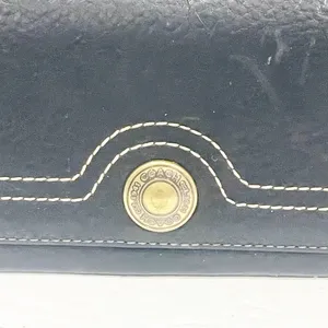 COACH Vintage Chelsea Black Pebbled Leather Bifold Wallet Clutch thumbnail 2
