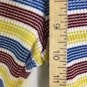 Zara Pants‎ Womens Sz S Knit Striped Colorful Pull On Yellow Red Blue Ribbed thumbnail 8