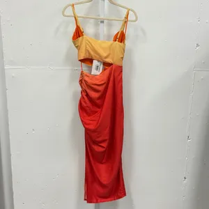 NWT Hello Molly Twin Flame Midi Dress Slit Ombre Yellow Orange Sz 2 Summer Party thumbnail 3