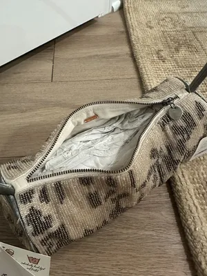 FREE PEOPLE Bailey Beaded Barrel Bag in Cream / Grey NWT thumbnail 6