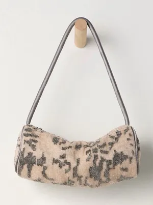 Free People Bailey Beaded Barrell Shoulder Bag Gray thumbnail 1