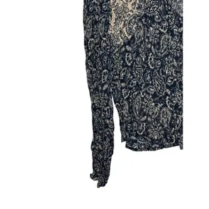 Boden Women's Top Ruffle‎ Georgette Round Neck Swing Paisley Blouse Black Sz. 10 thumbnail 9