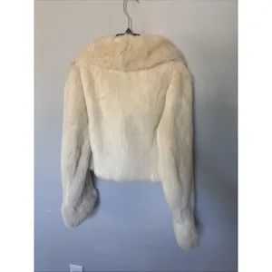 Vintage Cream Genuine Rabbit Fur Jacket Size Small thumbnail 7