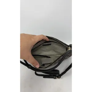 Dooney & Bourke Coated Canvas Logo Mini Slim Black Leather Trim Shoulder Bag Y2K thumbnail 7