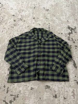 Madewell Classic Flannel Shirt Size Medium - Green/Blue thumbnail 2
