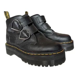 Dr. Martens Denon Flower Buckle Platform Boots Black Size 8 thumbnail 4