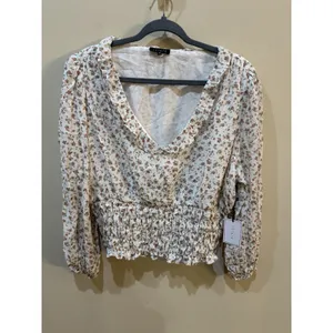 Women's 1.State Rosettes Printed Smocked Waist Top NWT size 2X Cottage Boho Core thumbnail 12