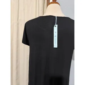 She & Sky Lounge‎ Midi Dress M Black Short Sleeve Scoop Neck A-Line T-Shirt Minimalist thumbnail 10