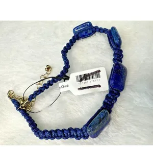 NEW Free People Sweet Carolina Choker Necklace Blue Lapis Bohemian Macrame 70s thumbnail 3