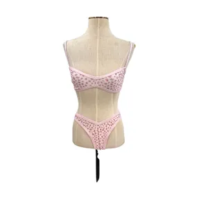 Strawberry Milk Mob Ginger‎ Bread Bikini Set Floral Gingham Pink Size Small thumbnail 3