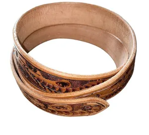 Genuine Leather Retro Indie Brown embossed design snap button attachment size 38 thumbnail 4