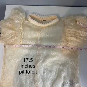 Free People Secret Admirer Lace Blouse in the color Eggnog thumbnail 9