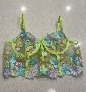 Mesh Bustier Lingerie Top Green Size M thumbnail 2