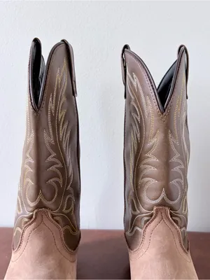 Laredo Two-Tone Brown Suede & Leather Cowboy Boots thumbnail 2