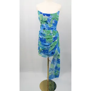 Runaway The Label Zayla‎ Mini Dress Blue Floral Strapless Ruched XXL NEW thumbnail 2