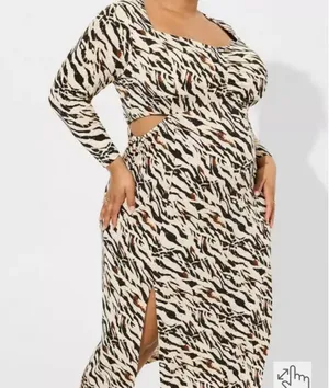 Torrid NWT Maxi Studio Knit Midi Dress Watercolor Zebra Tan Brown Orange Size 2X thumbnail 4