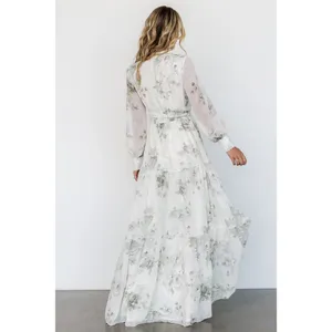 Baltic Born NWOT Lizette Floral Maxi Dress‎ White Dage Print Long Sleeve XS thumbnail 3