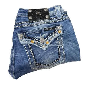 Miss Me Cuffed Capri Signature Embellished Jeans Womens 27 Blue JP5755P4 Western thumbnail 2