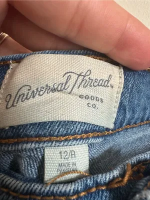 Universal Thread High Rise 90s Slim Button Fly Jeans Raw Hem Womens 12 Blue thumbnail 3