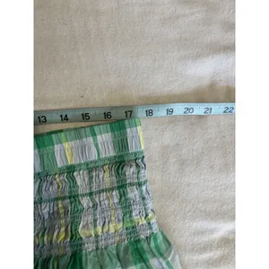 Mini Skirt Plaid Size L/XL A-Line Lined‎ Ruffle Green/Yellow Smocked Waist thumbnail 5