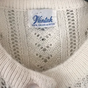 Vintage 60's Wintuk Ivory Button Up Knit Cardigan Sweater Dress Womens size S/M thumbnail 2