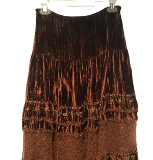 Cache Textured Sequin Bead Peek A Boo Lace Velvet Skirt Lined Beads New $168 NWT thumbnail 5