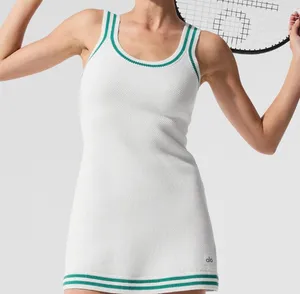 Alo Yoga Tennis Club Sweater Knit Dress White/Spruce Green M thumbnail 1