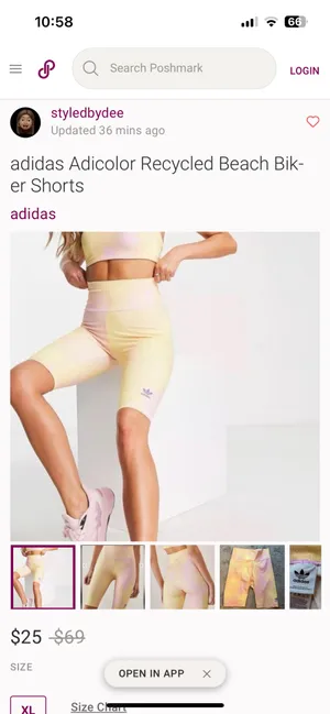 ADIDAS Women Bike Leggings Shorts Small Splash Sports Athletic Slim Activewear thumbnail 7