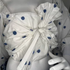 Farm Rio White and Blue Floral Women's Top thumbnail 7