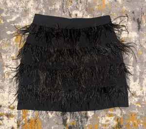 Gianni Bini GB black feather mini skirt size small thumbnail 1