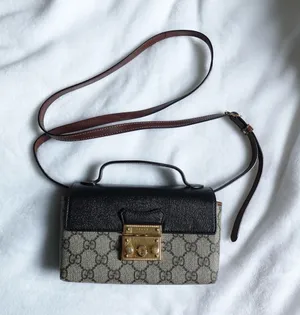 Gucci GG Supreme Monogram Calfskin Mini Padlock Top Handle Shoulder Bag thumbnail 1