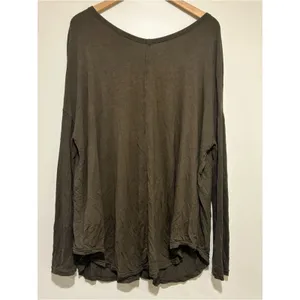 Free People Moonshine Tunic Top V Neck in Army Olive Green Size Large thumbnail 5