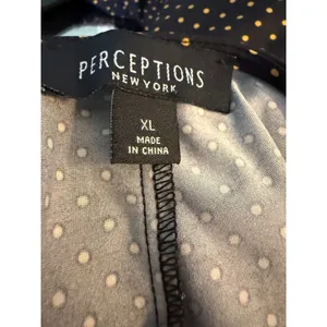 Perceptions Polka Dot Faux Wrap Midi Dress Gold XL Short Sleeve retro rockabilly y2k whimsig thumbnail 6