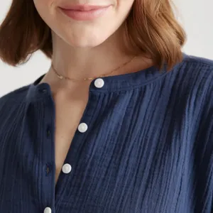New 100% Organic Cotton Gauze‎ Roll Sleeve Shirt thumbnail 4