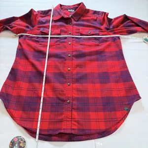 LL Bean Whisper Lodge Red Plaid Flannel Button Up Shirt Pockets LARGE thumbnail 8