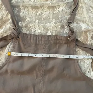 Forever 21 🌿EUC Women’s Adjustable Tie Overalls Beige Size Small Boho Style🌿 thumbnail 9