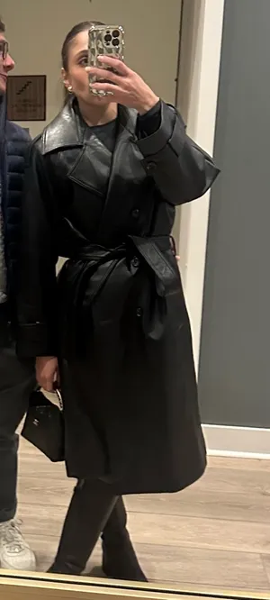 Vegan Leather Abercrombie Trench Coat thumbnail 3