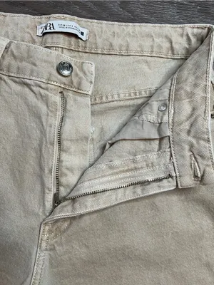 ZARA Z1975 Beige High Rise Mom Fit Ankle Straight Leg Jeans Size 6 thumbnail 6