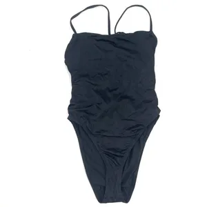 Good American NEW Swimsuit Medium One Piece Shine Barely There Black Tie NWOT thumbnail 5