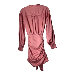 Ramy Brook Dress Women 2 Pink Flirt‎ Lorde Ruched Tie Waist Long Sleeve Mini NWT thumbnail 3