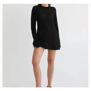Anthropologie NWT Medium Rumored Black Beyond the Sea Fishnet Knit Mini Dress thumbnail 2