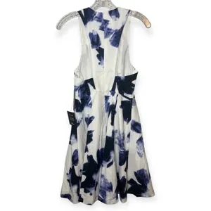 NWT Lulus White‎ Blue Floral Fit & Flare Deep V Mini Dress Resortwear Size Small thumbnail 7