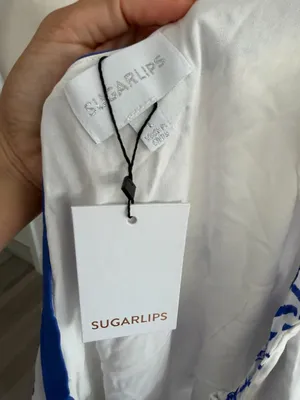 SUGARLIPS Blue White Aegean Maxi Vacay Dress Sz Large NEW NWT thumbnail 9