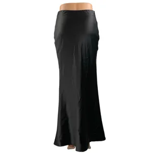 NEW Commense Women's Black Silky Satin Elastic Waist Maxi Mermaid Slip Skirt XS thumbnail 3