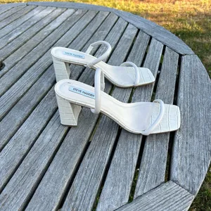 New Steve‎ Madden Lilah White Croc Block Heel Slide Sandals size 10 thumbnail 2