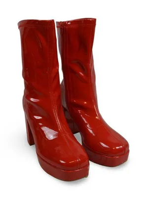 Dream Paris Women Mid Calf Gogo Platform Boots Block Heel Square Toe Red 8.5 thumbnail 1