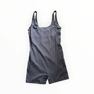 LEGOE Heritage Maternity Ribbed Scoop Neck Short Romper Blue S thumbnail 4