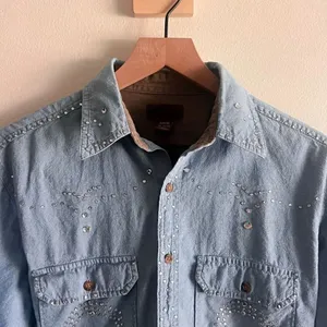 Vintage Faded Glory Originals Bedazzled Chambray Button Down Size S thumbnail 5
