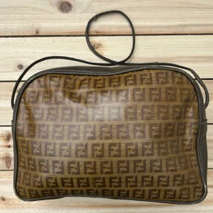 Authentic Vintage Tan Brown Monogram Fendi Shoulder Bag Purse thumbnail 5